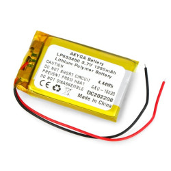 Akumulator Li-Pol Akyga 1200mAh 1S 3,7V - przewody 100mm - 50x34x6mm