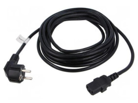 CA-C13C11CC-0050BK Kabel CEE 7/7 (E/F) wtyk kątowy,IEC C13 żeński PVC Dł: 5m