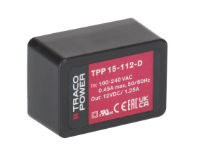 Zasilacz impulsowy nap. wyjściowe: 12V dc 15W 1.25A 1 wyjście nap. wejściowe: 120 → 370 V dc, 85 → 264 V