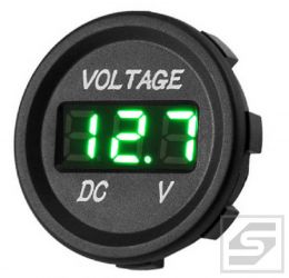 Cyfrowy woltomierz samochodowy LED okrągły;zielony;napięcie 6-30V;29mm