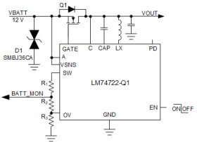 Automotive, low IQ ideal diode controller with 200-khz active rectification and load dump protection