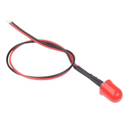 Red 10mm Prewired Diffused LED 20cm Cable 12V
