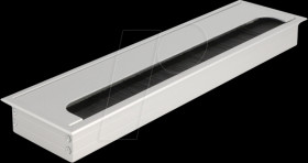 66863 Cable grommet for desk mounting, brush, 300 x 80 x 28 mm, silver