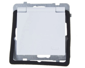AS Gniazdo bryzgoszczelne z/u IP44 klapka biała GPH-1GZ/m/00/w