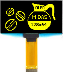 Wyświetlacz OLED 2.42cal Żółty 128 x 64pikseli Midas COT Multi