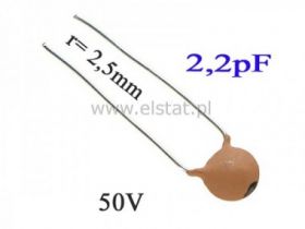 Kondensator ceramiczny dyskowy 2,2pF 50V; 2,5mm