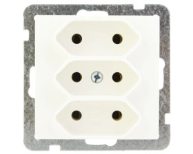 AS Gniazdo potrójne b/u 2.5A EURO ecru GP-3G/m/27