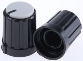 Pokrętło potencjometru oś: 6mm średnica: 13.3mm Okrągłe Plastik Czarny RS PRO