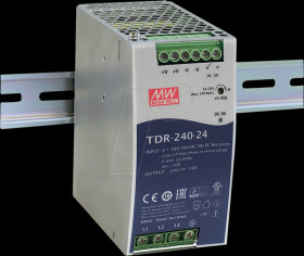 TDR-240-24 Switching Power Supply, DIN mounting, 240 W, 24 V, 10 A