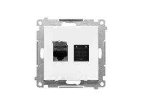 SIMON 55 Gniazdo komputerowe podwójne RJ45 kat. 6 ekranowane z przesłoną biały mat T62E.01/111 KONTAKT SIMON