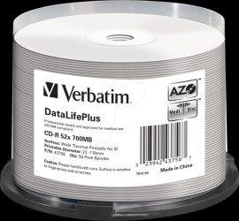 43756 CD-R 700 MB, 52x, thermally printable, spindle pack of 50