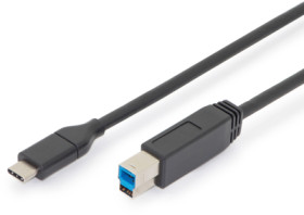 USB 3.0 connection cable, USB plug type C to USB plug type B, 1.8 m, black, AK-300149-018-S