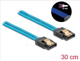 82127 SATA 6 Gb/s Cable UV glow effect blue 30 cm