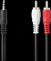 CAGL22200BK100 Nedis Stereo Audio Cable | 3.5 mm Male | 2x RCA Male | Nickel Pl