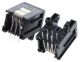 Złącze RJ25 Żeński Złącze RJ25 Przewlekany Cat3 TE Connectivity, 90° 6P6C-żyłowe