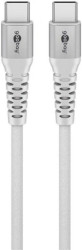 Kabel USB-C™, tekstylny, elastyczny z metalowymi złączami, biały, 70192 /0,5m/