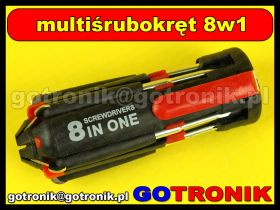 Multiśrubokręt / 8w1 / + latarka LED X-LIN