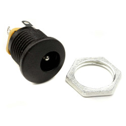 Gniazdo DC 5.5/2.1 przykręcane żeńskie panelowe z nakrętką 30V 2A M12