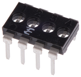 Bocznik, Czarny, typ: Przełącznik DIP, 8-pinowe 4-rzędowe raster: 2.54mm, Cyna na niklu