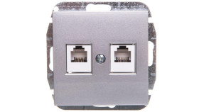 Sentia Gniazdo Telefoniczne Podwójne Rj11 Srebrny Połysk 1451-56