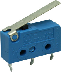 Subminiature snap-action switch, On-On, PCB connection, hinge lever, 0.5 N, 6 (2) A/250 VAC, IP40, 1050.7202