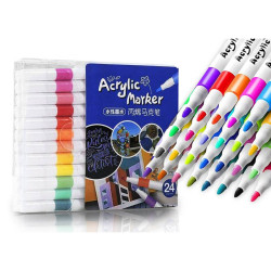 Flamastry Markery Akrylowe, do malowania powierzchni, kamieni, metalu 24 Szt