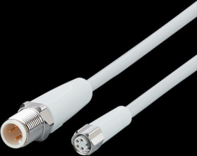 Sensor actuator cable, M12 cable plug, straight, A to M8 cable socket, straight, A, 4 pole/4 pole, 1 m, mPPE, gray, 3 A, EVF250
