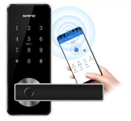 Elektroniczny zamek do drzwi SmartLock RCF MIDI sz=70mm (13,56Mhz Mifare, kod PIN, odcisk palca, Bluetooth)