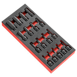 Zestaw nasadek rozmiar napędu 1/2 cala elementy: 17 Facom typ napędu Kwadratowy gniazdo Torx® femelles NSTX.10L , 12L ,