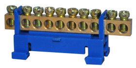 Listwa zaciskowa 10-torowa 10mm2 TH35 niebieska LZ-10B