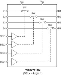 44V, low RON, 1:1 (SPST) four-channel precision multiplexer with 1.8V logic and extended temperature