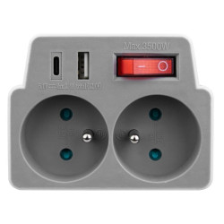 Rozgałęźnik elektryczny + USB DPM P905, 2x230V ładowarka USB + USB-C