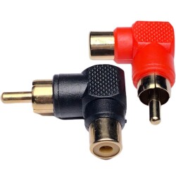 GNIAZDO RCA (CINCH) + WTYK RCA (CINCH) KĄTOWE (KOMPLET CZERWONE+CZARNE) (ZLRCA 1WT-1GN-KAT)