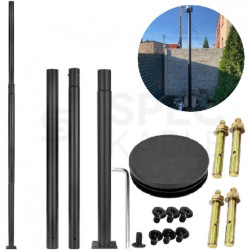 Słup oświetleniowy, maszt do kamer fi: 60mm 3m podstawa 150x150x6mm czarny MASTER LED