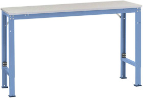 Manuflex AU8009.5012 Stół roboczy UNIVERSAL z płytą dekoracyjną PCW, szer. X gł. X wys. = 1000 x 600 x 722-1022 mm niebi