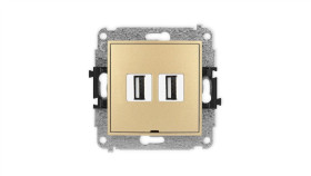 Icon Mechanizm Gniazda Podwójnego 2Xusb A-A 2.0, Bez Pola Opisowego Złoty...