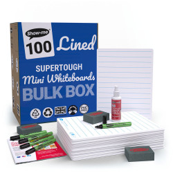 Show-me A4 SUPERTOUGH Lined Drywipe Boards - Bulk box of 100 sets