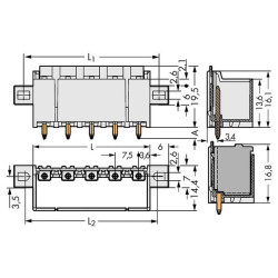 WAGO 2092-3405/205-000 picoMAX® 7.5 Male Flanged 5P THR Tape Straight