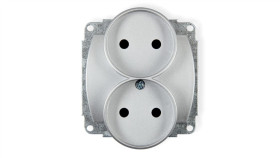 Trend Gniazdo Podwójne B/U Srebrny 5Gpr-2P