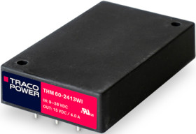 DC converter, 18-75 VDC, 60 W, 1 output, 15 VDC, 93 % efficiency, THM 60-4813WI