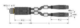Turck 6629983 Rozdzielacz i adapter czujnika/aktuatora VBRK4.4-2PSG3M-5/5/TEL, 5 m, 1 szt.