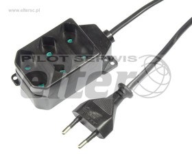 Przedł. sieciowy 5,0m 3gn. płaski 2,5A czarny