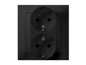 IMPRESJA Gniazdo podwójne z uziemieniem schuko z ramką czarny metalik GP-2YS/33 OSPEL