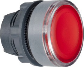 Pushbutton, for universal LED, illuminable, waistband round, red, front ring light gray, mounting Ø 22 mm, ZB5AA48C0