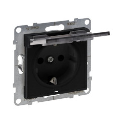 SUNO Gniazdo SCHUKO 2P+Z czarne 16A 250V IP21 zaciski automatyczne z przesłoną 721427