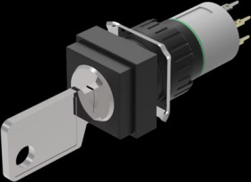Key switch, 18 mm x 18 mm, square, 1 NC / 1 NO, Rest (a) - Maintained, Universal terminal, 2 x 0.5 mm, IP65, according to DIN EN