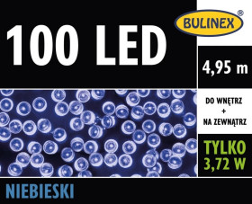 Lampki Bulinex 100led niebieskie 4,95m sznur