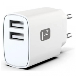 Sieciowa ładowarka 2x usb-a 5v 2.4a 12w max. biała IPW-USB-12W2A