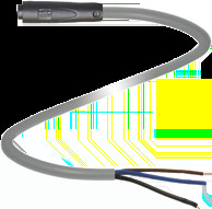 Sensor actuator cable, M8 cable socket, straight, A to open end, 3 pole, 5 m, PUR, gray, 3 A, 317131