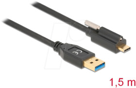 84028 USB 3.0 cable, A connector to C connector, screws on top, 1.5 m